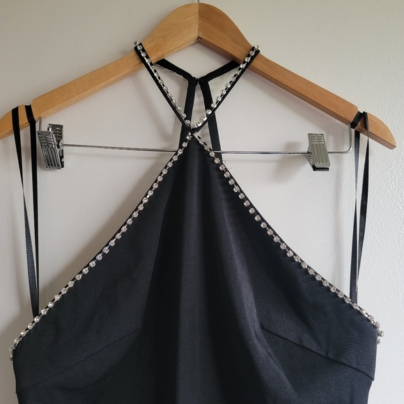 Ieena for Mac Duggal, Rhinestone  Halter Column  Gown, Black, Size 8‎ - NWT - Picture 11 of 12